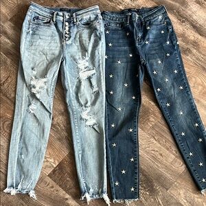 Judy Blue jeans High Rise Star Embroidery Skinny Jeans Stylish Women's 7/28